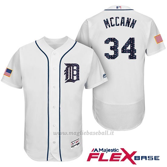 Maglia Baseball Uomo Detroit Tigers 2017 Estrellas y Rayas James Mccann Bianco Flex Base